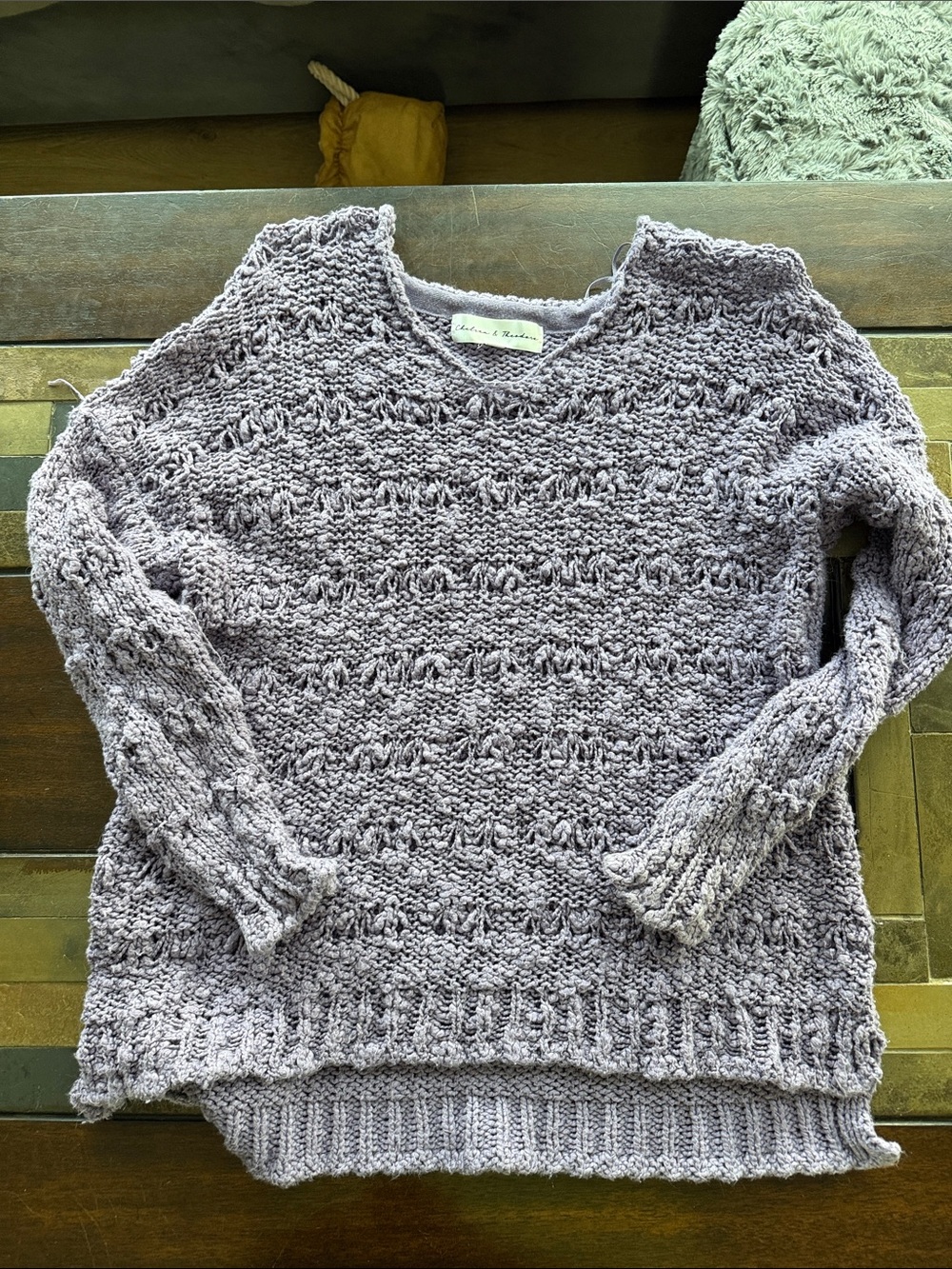 Chelsea & Theodore Lavender Textured Crewneck Sweater